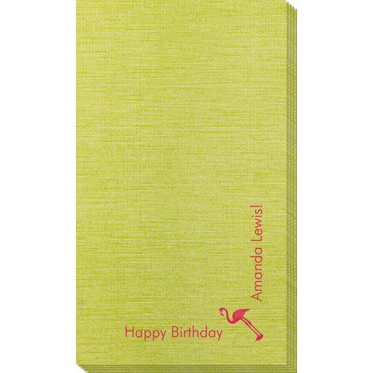 Corner Text with Flamingo Design Bamboo Luxe Guest Towels